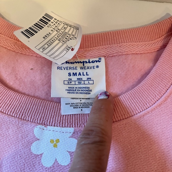 Champion | Pink Daisy Reverse Weave Sweat Shirt NWT Size Small HTF - Picture 4 of 8